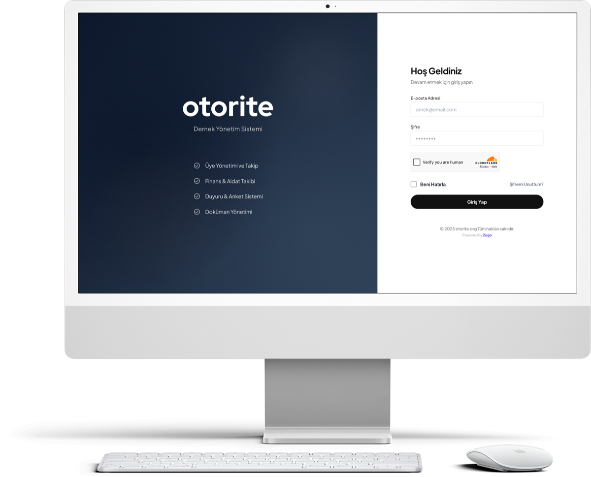 Otorite Giriş Ekranı — iMac gösterimi